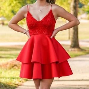 ☼ Red Lace Homecoming dress